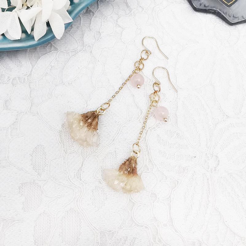 Resin Pressed Flower Earrings - Forget Me Not Buds With Stems