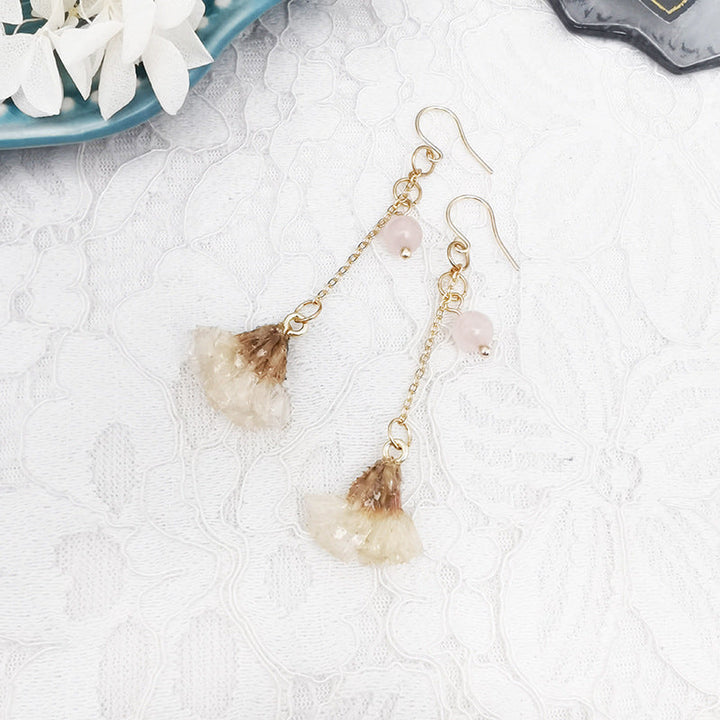 Resin Pressed Flower Earrings - Forget Me Not Buds With Stems