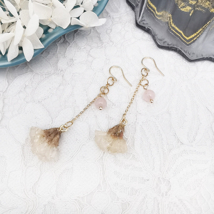 Resin Pressed Flower Earrings - Forget Me Not Buds With Stems