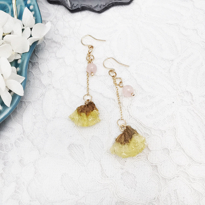 Resin Pressed Flower Earrings - Forget Me Not Buds With Stems