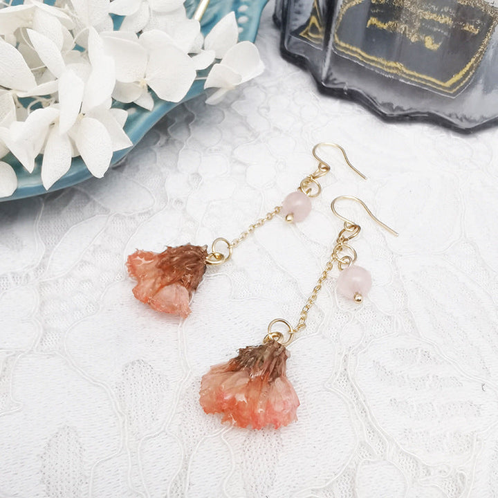 Resin Pressed Flower Earrings - Forget Me Not Buds With Stems