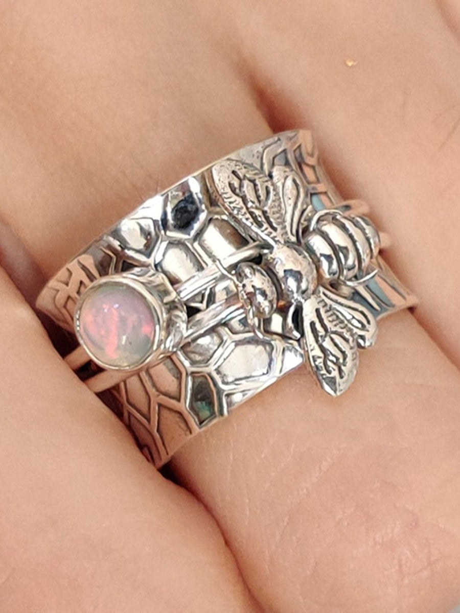 Boho Rings - Water Wave Pattern Bee Protein Stone