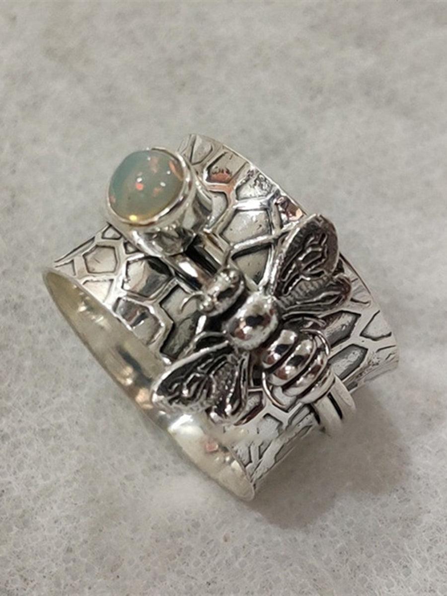 Boho Rings - Water Wave Pattern Bee Protein Stone