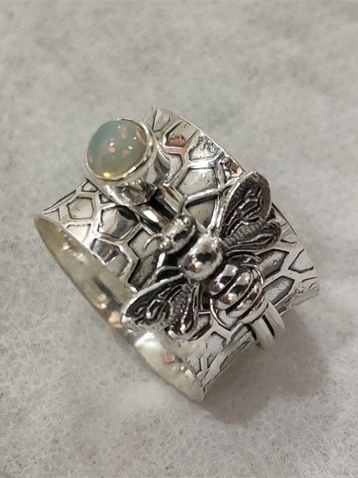 Boho Rings - Water Wave Pattern Bee Protein Stone