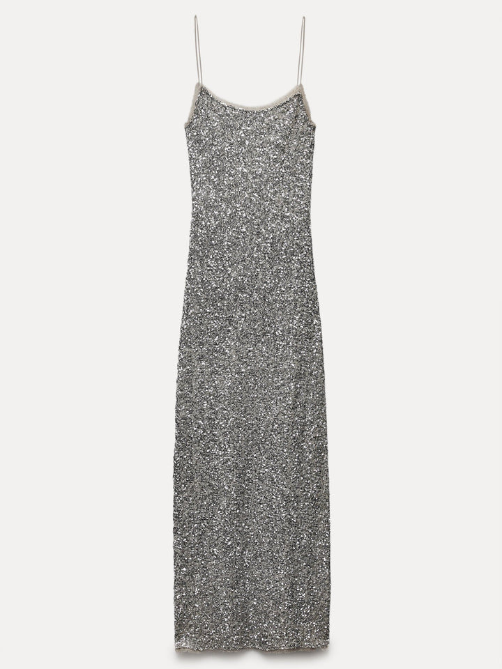 Sequin Slip Round Neck Dress