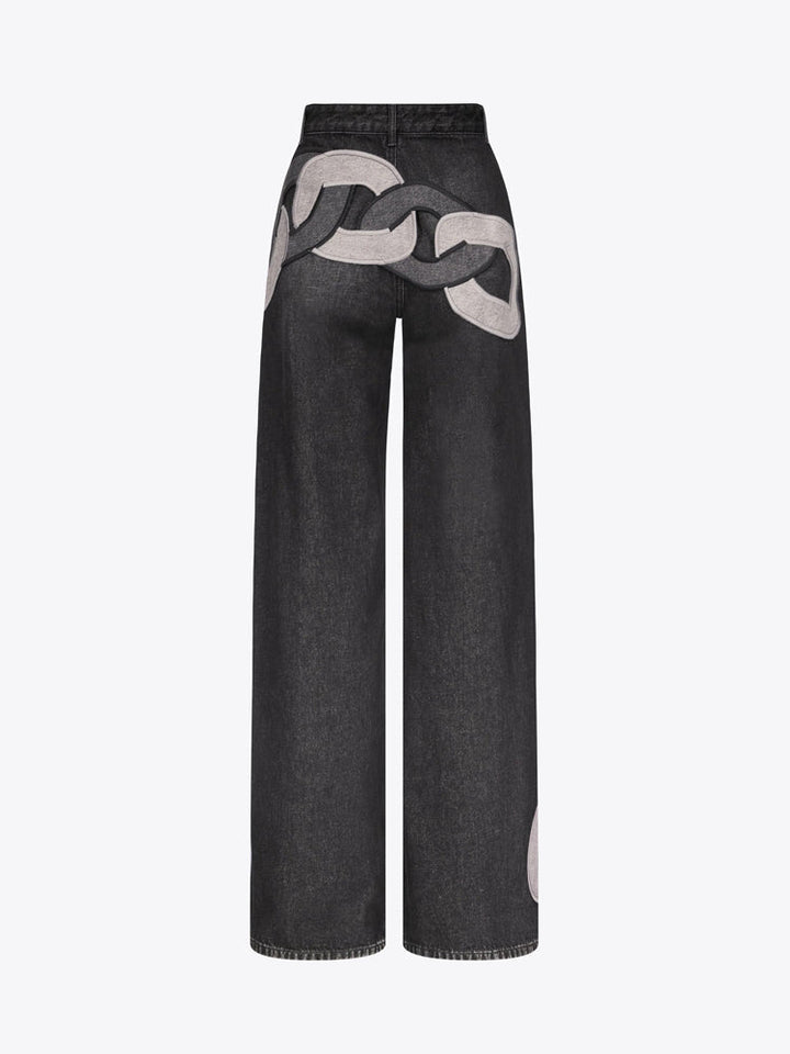 Lock Ring Type Irregular Jeans Set