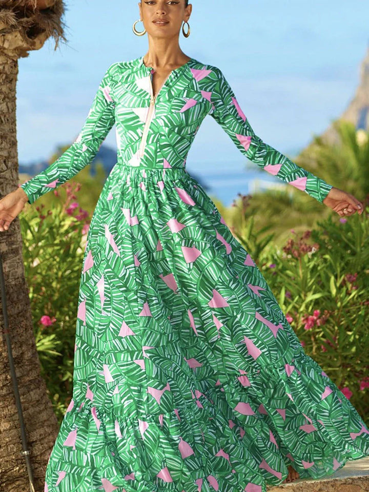 طقم مزهرة خضراء بسحاب