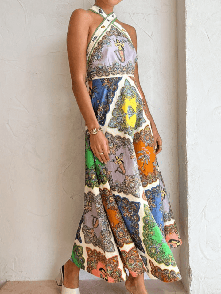 Trippy Troppo Halter Midi Dress