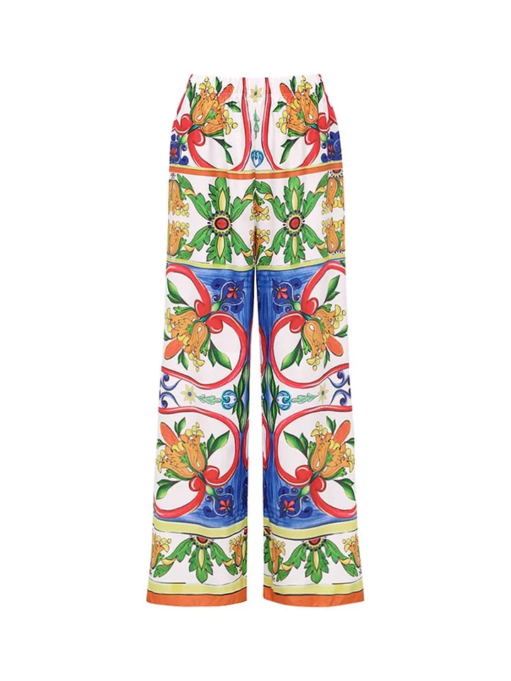 Ruffle Enamel Floral Print Swimsuit Set