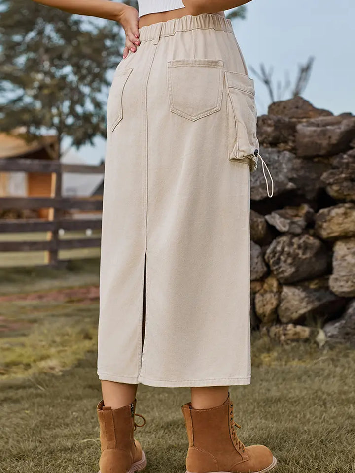 Casual Tie-Waist Denim Skirt