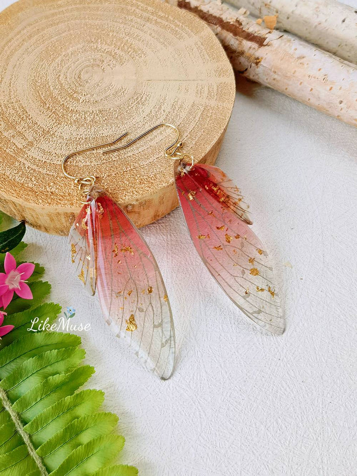 Butterfly Wing Handmade Crystal Gold Foil Earring