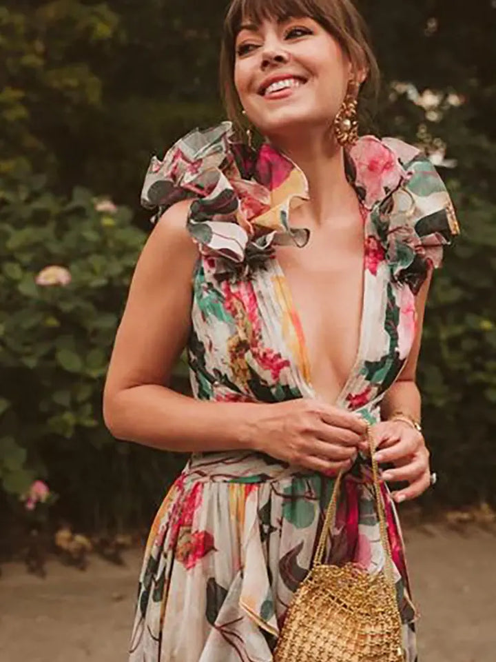 3D Floral Cutout Swimsuit One Piece Set