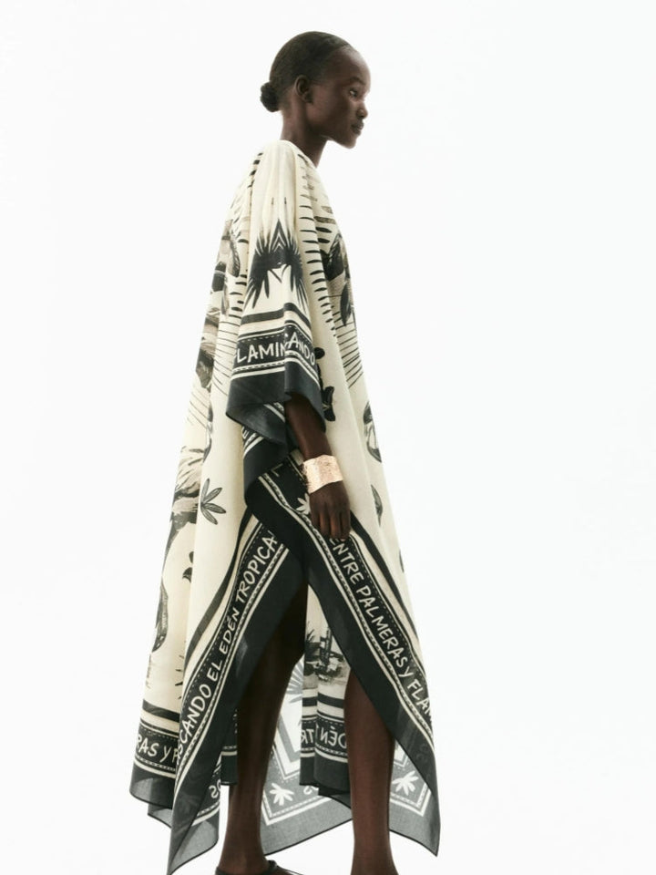 Oversized Flamingo Kaftan Maxi Dress