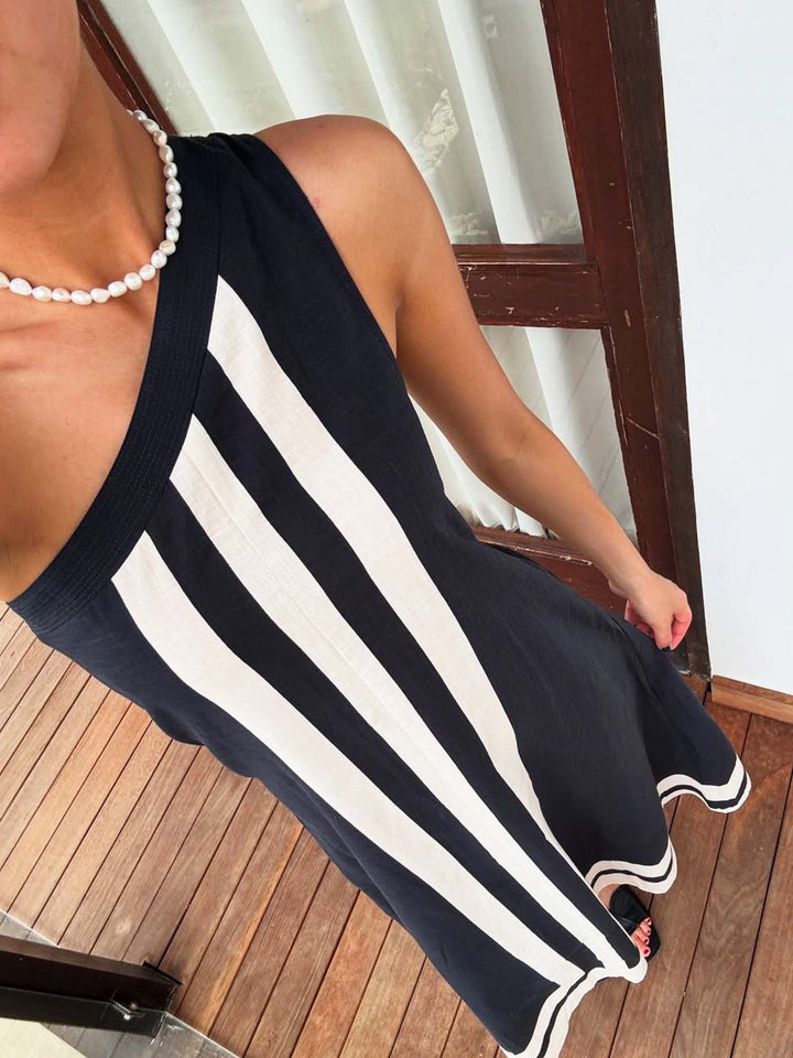 Asymmetrical Neckline Midi Dress