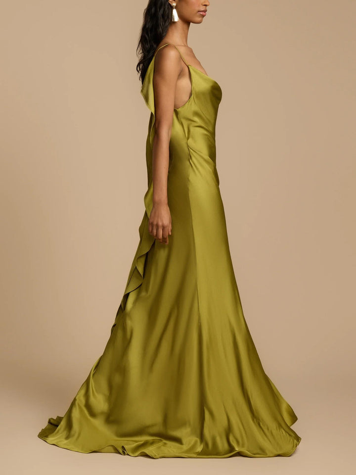 Sexy Elegant Satin Side High Slit Maxi Dress