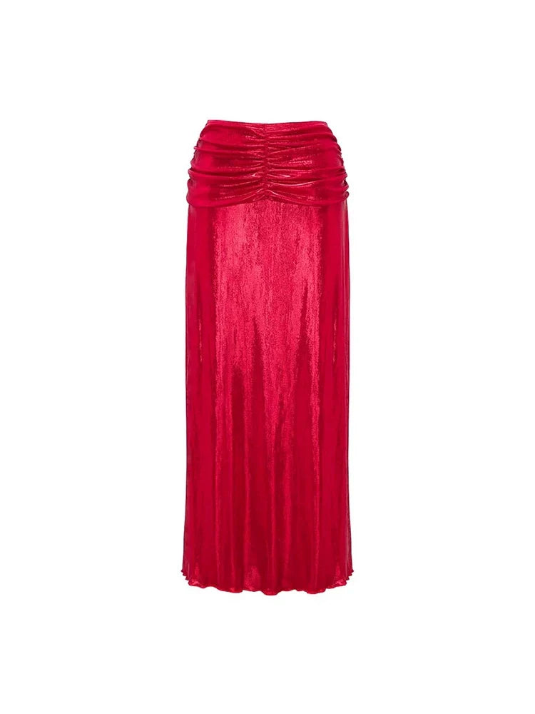Red Glossy One-Piece with 3D Butterfly