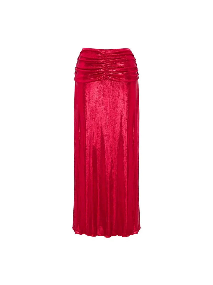 Red Glossy One-Piece with 3D Butterfly