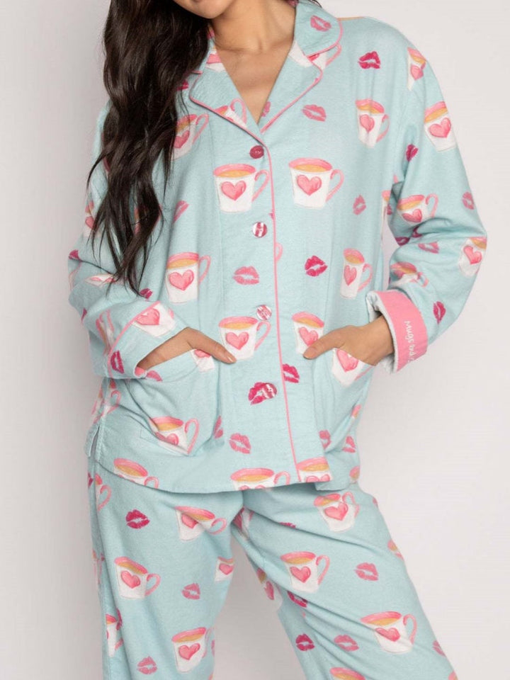 Heart and Lip Print Pajama Set