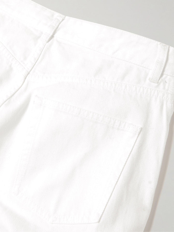 Ruffled Mid-Rise Wide-Leg Jeans