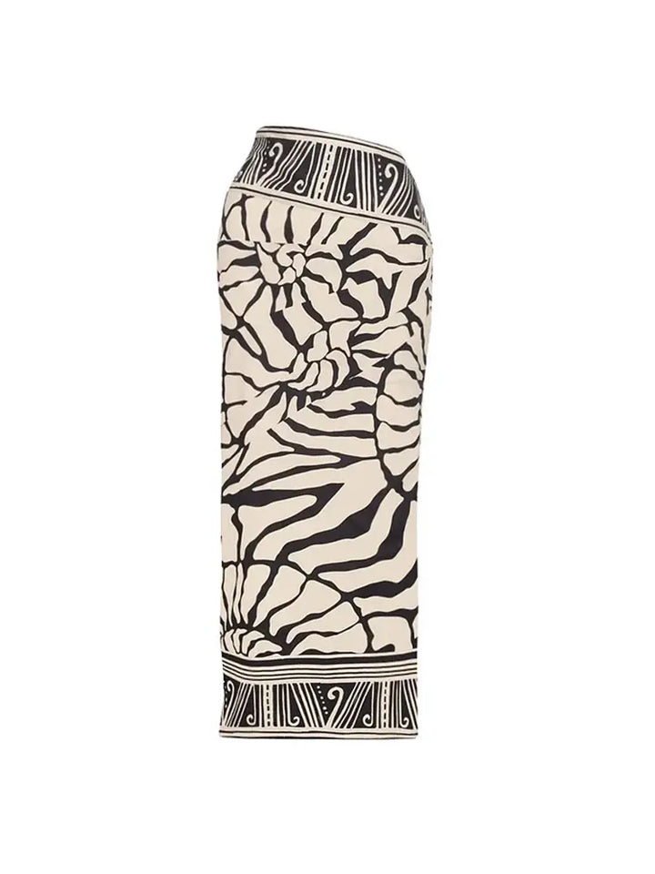 Halter Printed Swimsuit Set with Detachable Sleeves