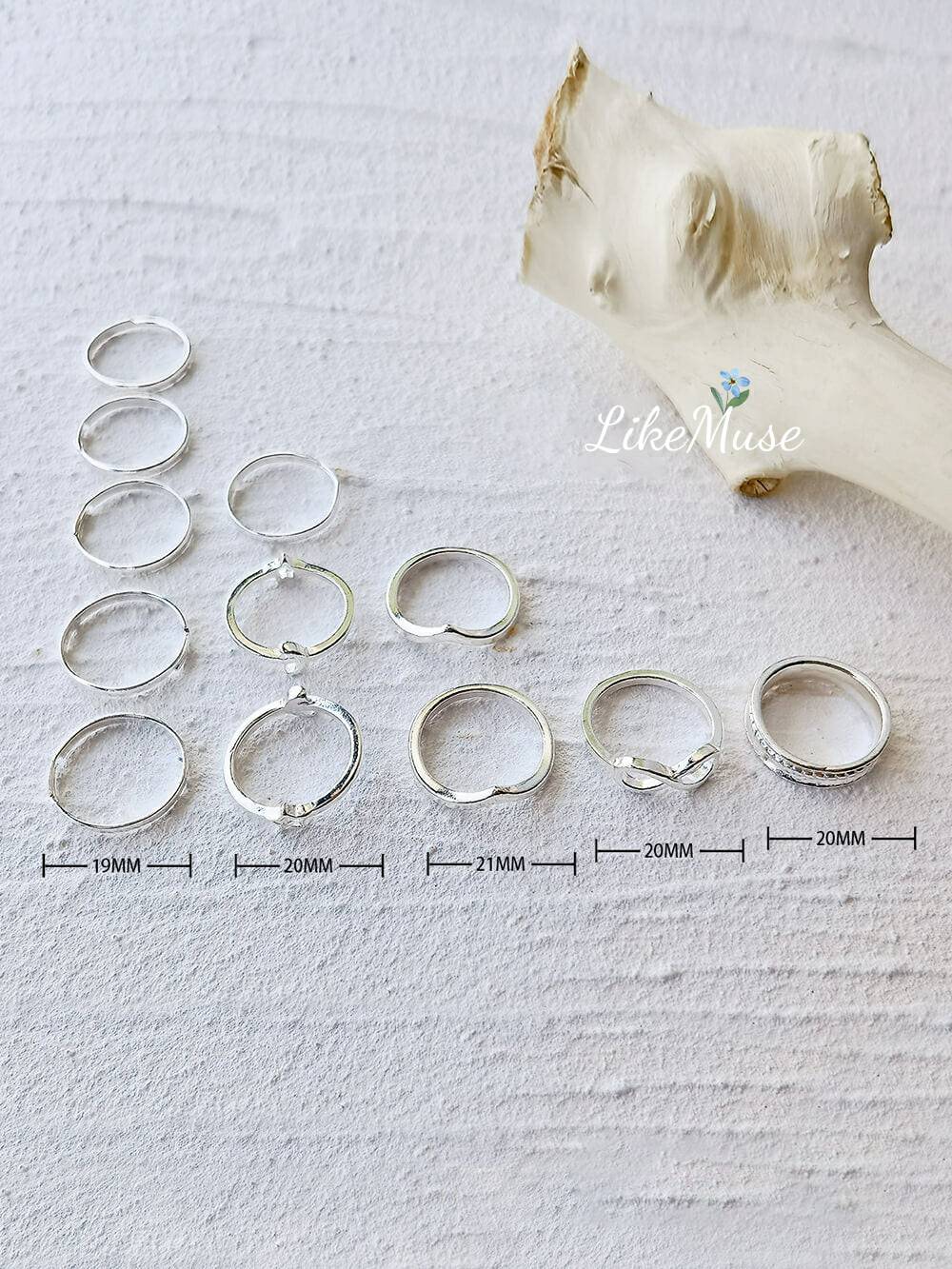 Boho Rings - Geometric Star & Moon Set 12pcs