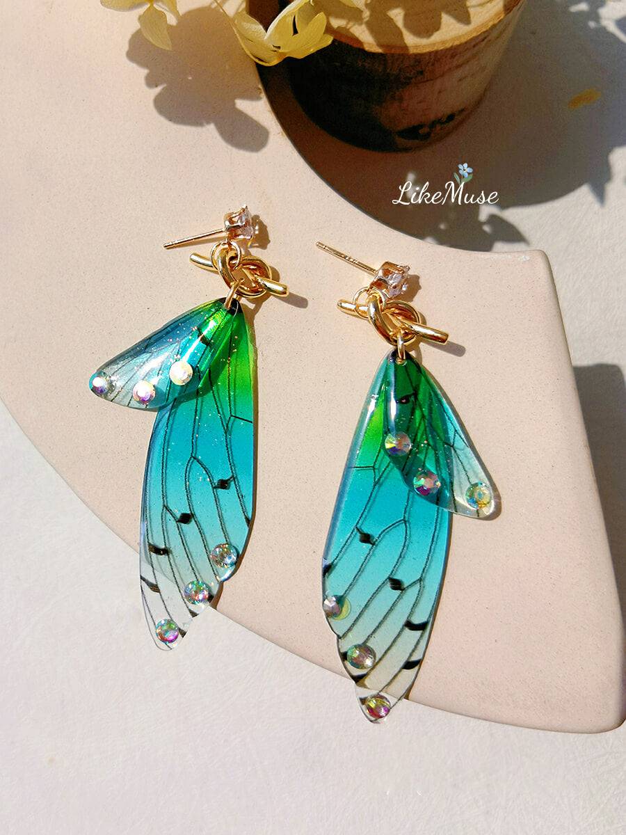 Butterfly Wing Asymmetrical Earring Crystal Diamond Earring