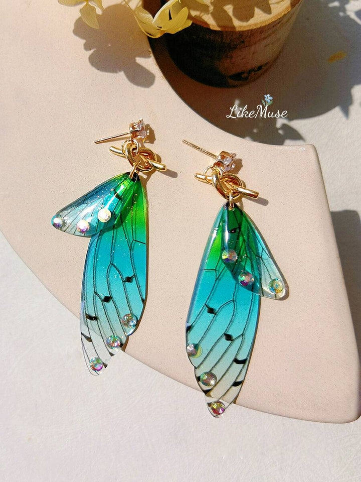 Butterfly Wing Asymmetrical Earring Crystal Diamond Earring