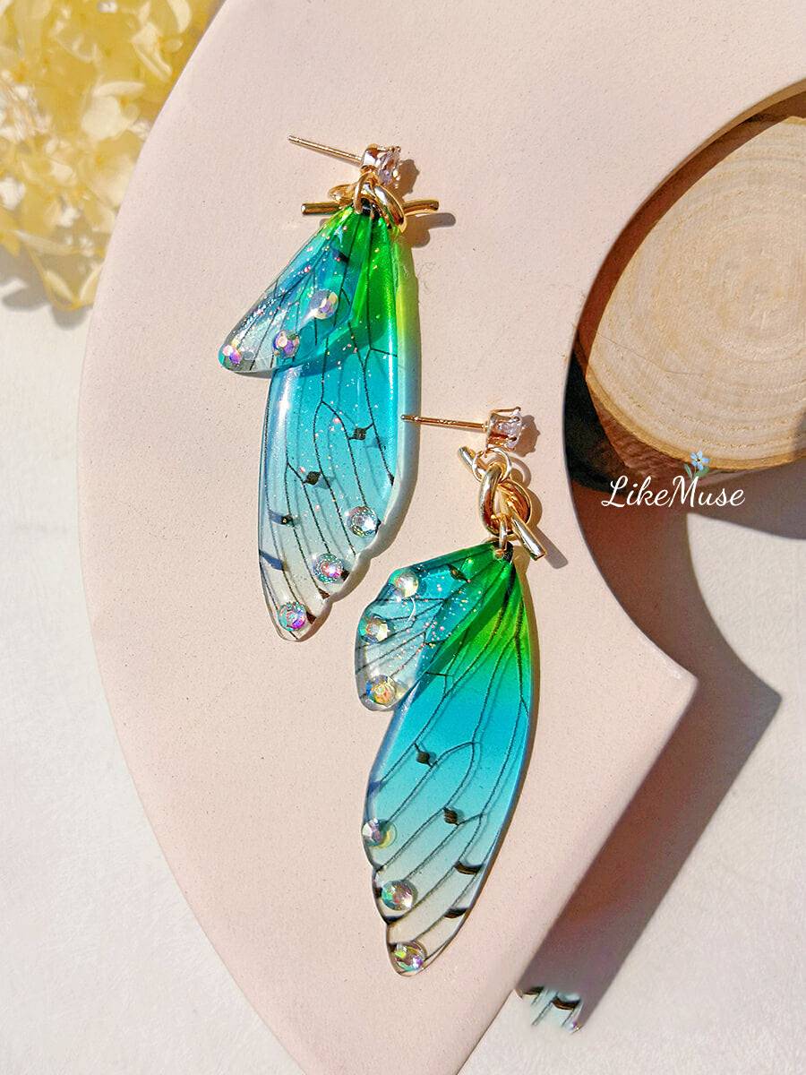 Butterfly Wing Asymmetrical Earring Crystal Diamond Earring