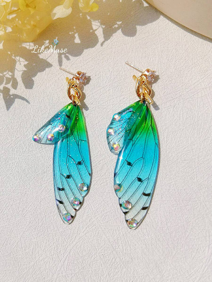 Butterfly Wing Asymmetrical Earring Crystal Diamond Earring