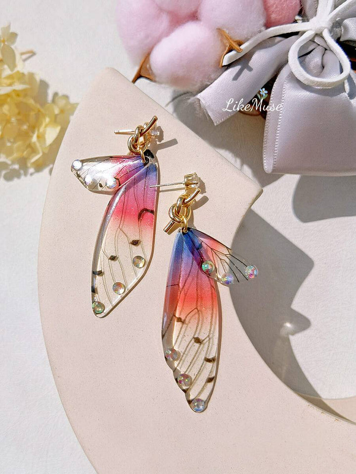 Butterfly Wing Asymmetrical Earring Crystal Diamond Earring