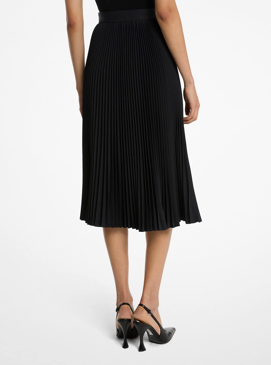 Techno Canvas Pleated Slit Skirt