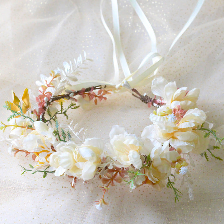 Bridal Flower Crown - Peony & Roses Hair Wreath