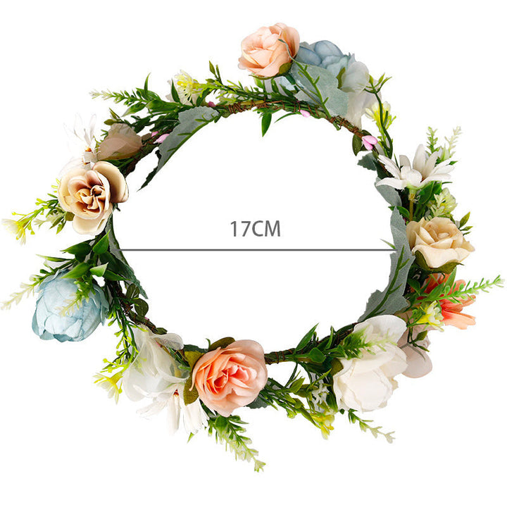 Bridal Flower Crown - Blush Dusty Blue Roses & White Daisy