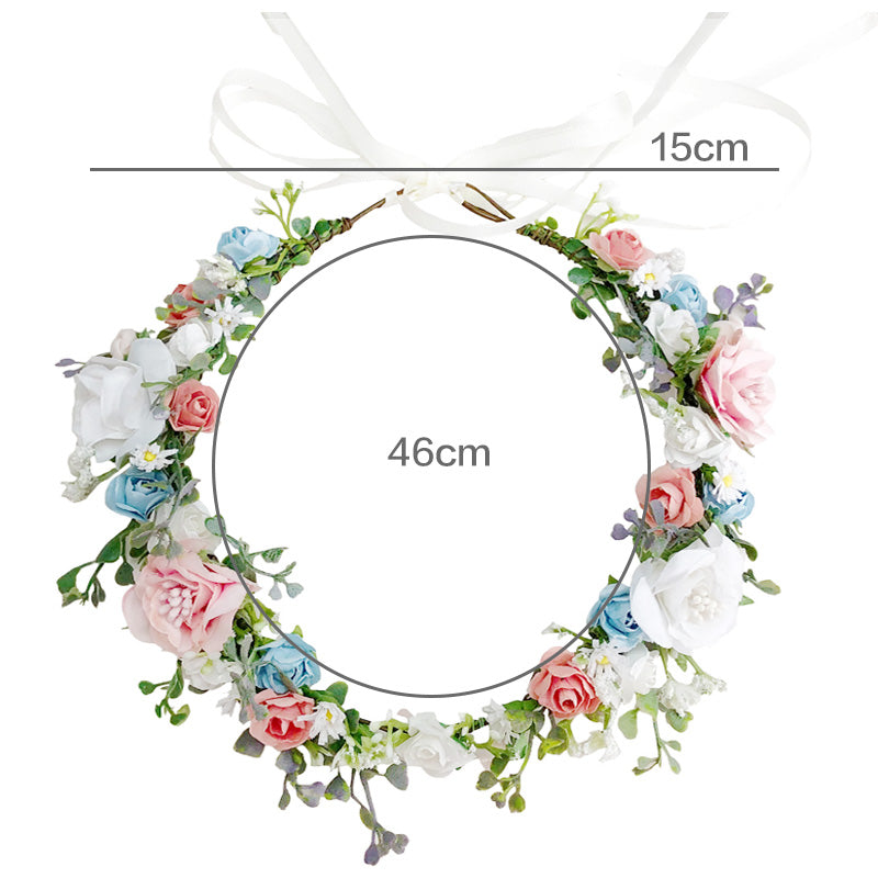 Bridal Flower Crown - Colorful Roses Boho Hair Wreath
