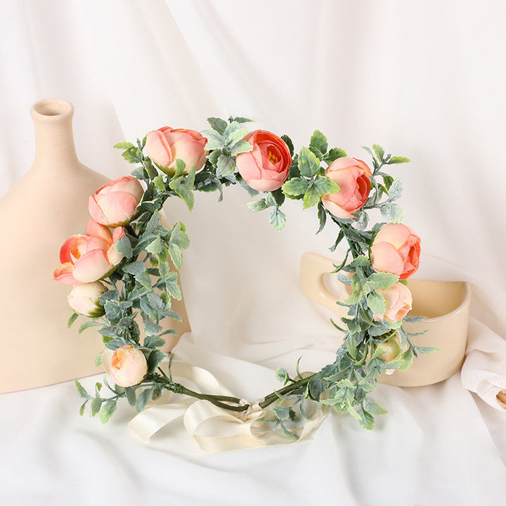 Bridal Flower Crown - Eucalyptus Leaves Blush Rosebud
