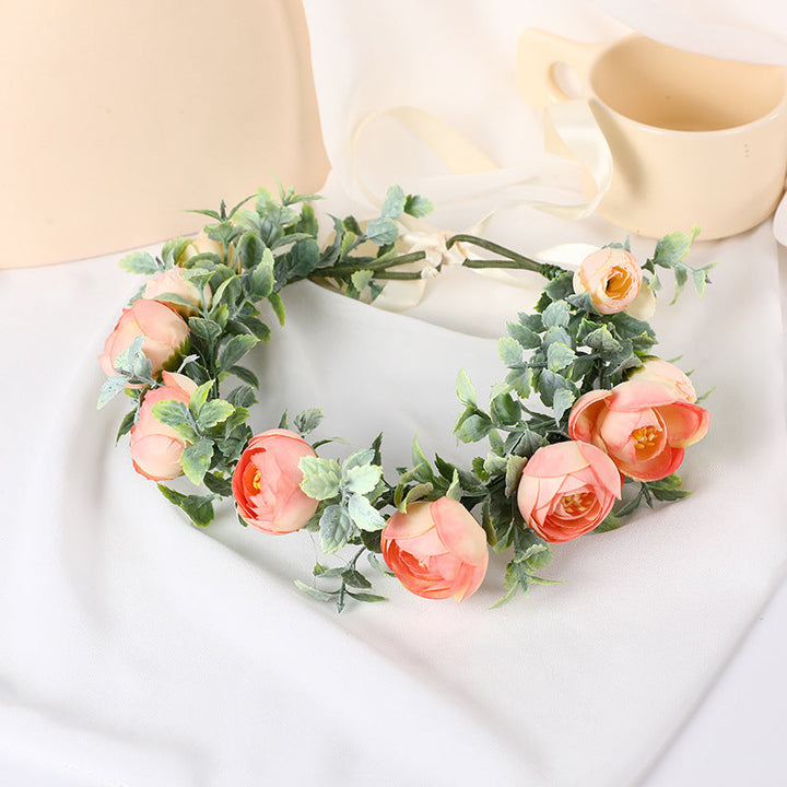 Bridal Flower Crown - Eucalyptus Leaves Blush Rosebud