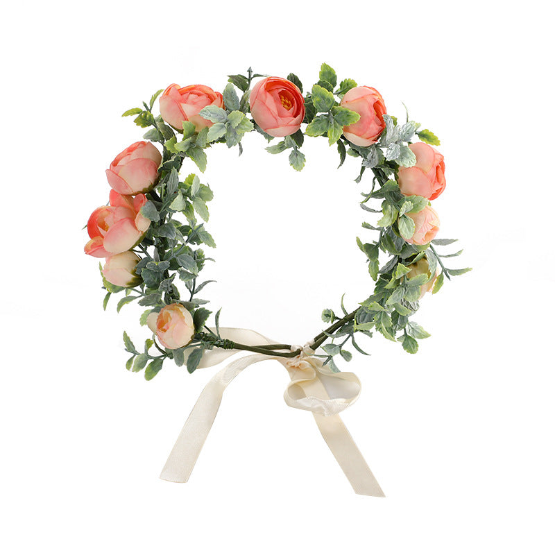 Bridal Flower Crown - Eucalyptus Leaves Blush Rosebud