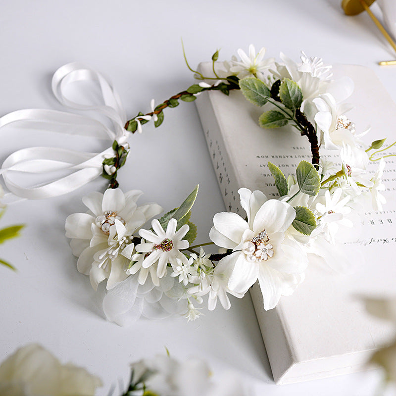 Bridal Flower Crown - White Pearl Rhinestone Daisy