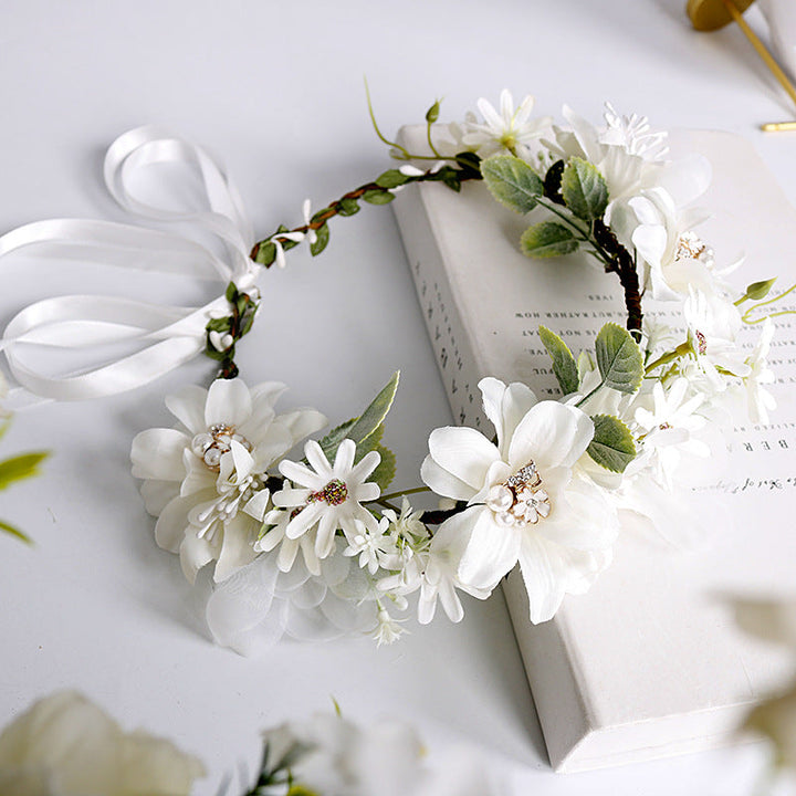 Bridal Flower Crown - White Pearl Rhinestone Daisy