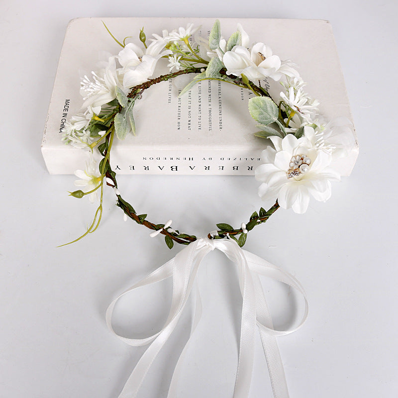 Bridal Flower Crown - White Pearl Rhinestone Daisy