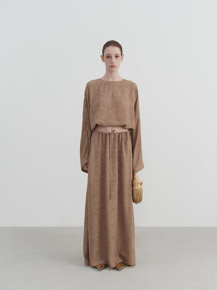 Linen Cropped Long Sleeve Shirt