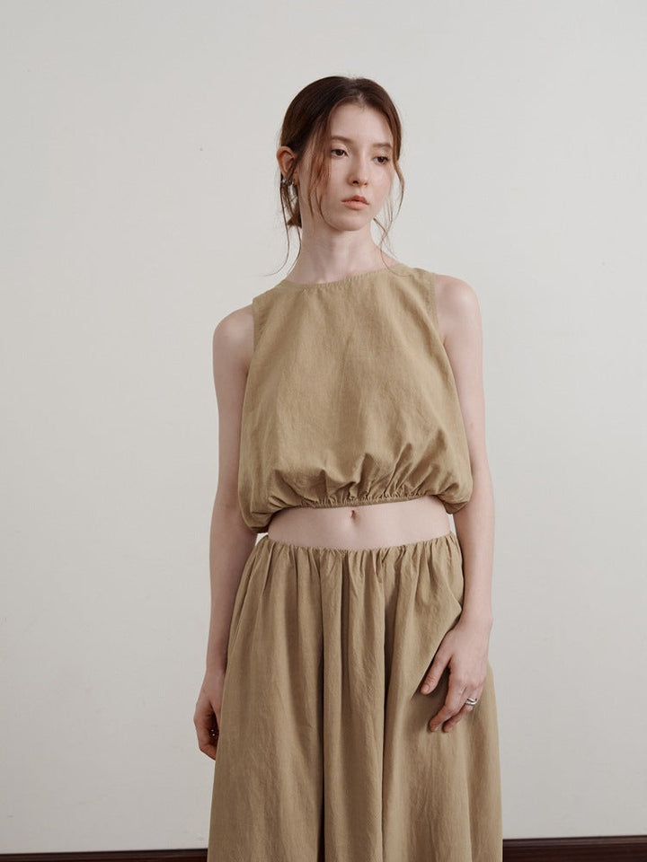 Tencel Casual Cropped Sleeveless Top