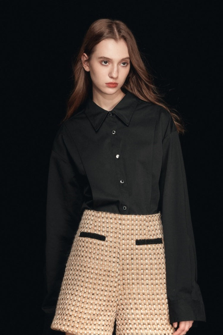 French-Inspired Cotton Cardigan Shirt