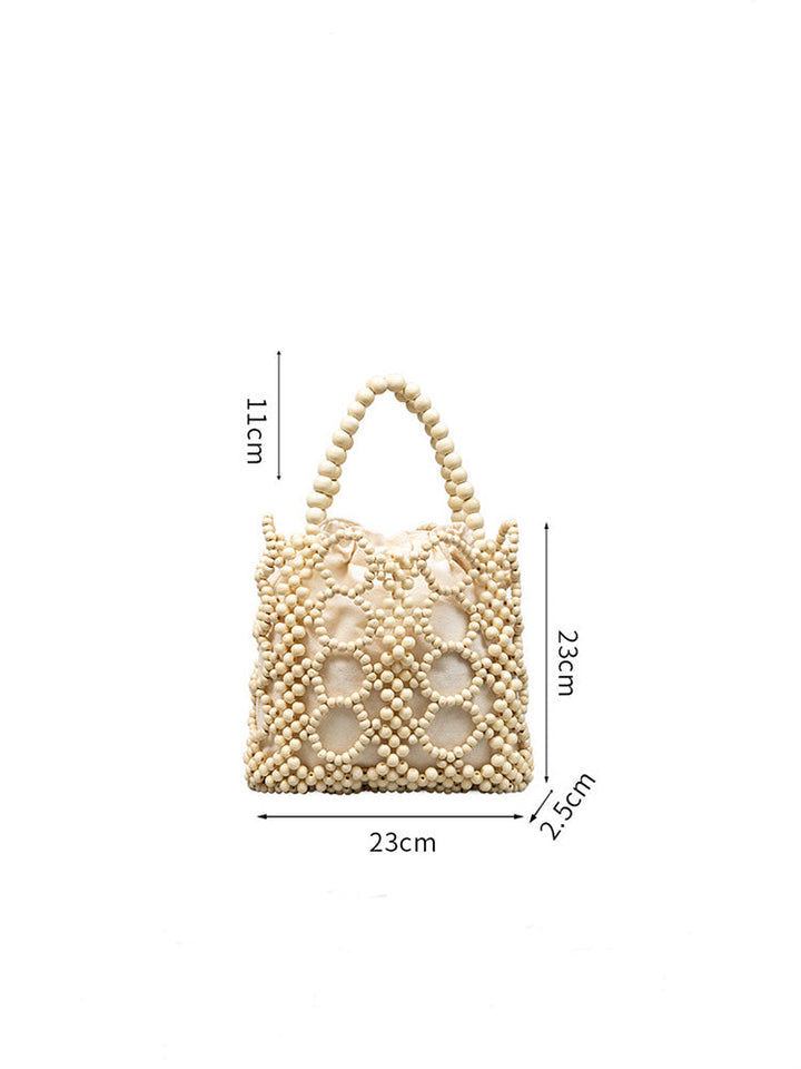 Handwoven Wooden Bead Tote Bag