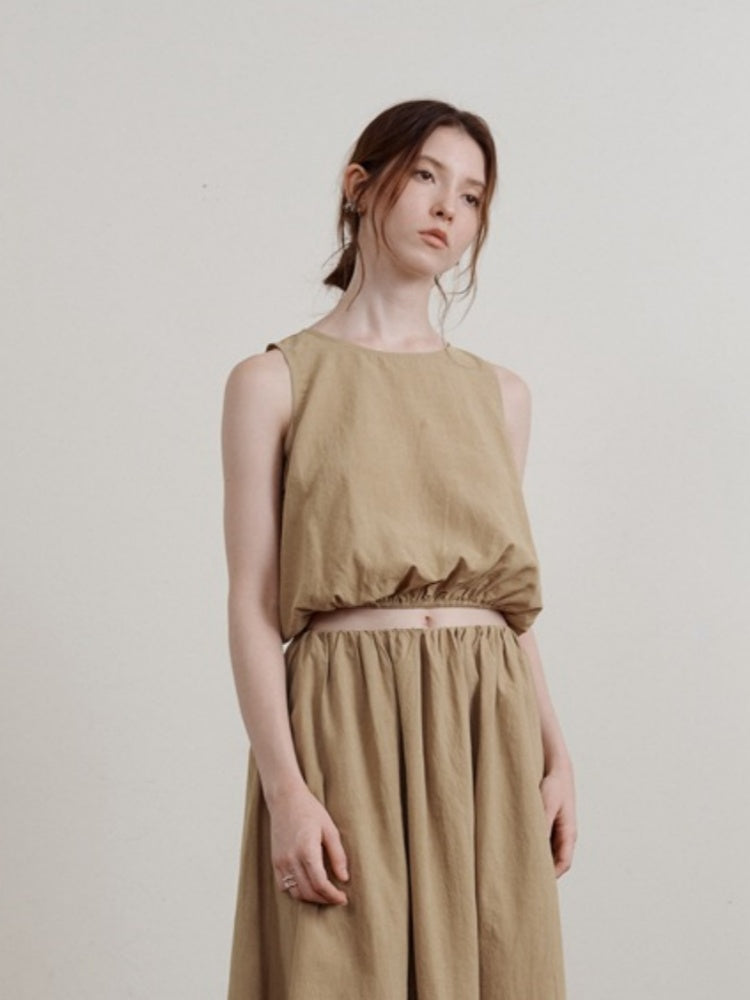 Tencel Casual Cropped Sleeveless Top