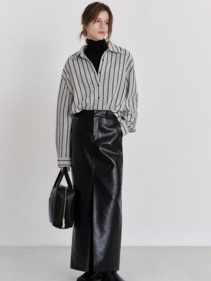 Casual Chic Split Leather  Skirt