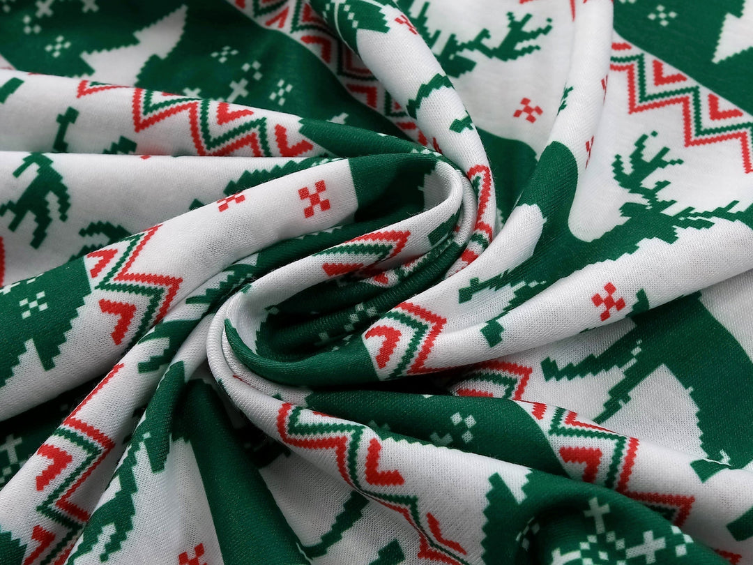 Green Christmas Elk Fmalily Matching Pajamas Sets (with Pet's dog)