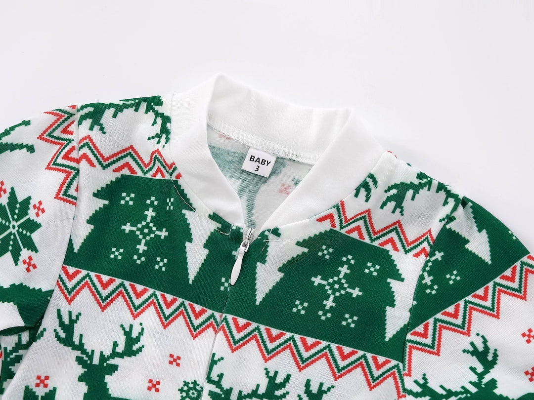 Green Christmas Elk Fmalily Matching Pajamas Sets (with Pet's dog)