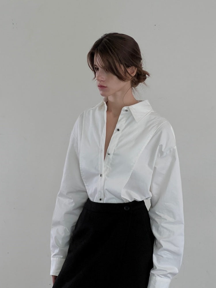 French-Inspired Cotton Cardigan Shirt