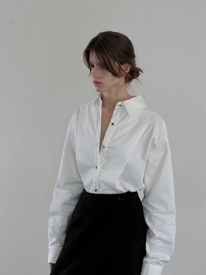 French-Inspired Cotton Cardigan Shirt